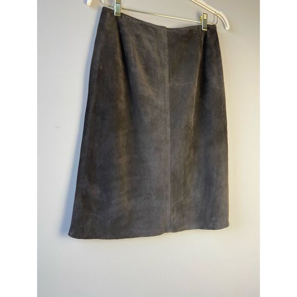 VTG Y2K Banana Republic Brown Suede Snap Skirt 70s Revival Made in Canada SZ 8 - Picture 10 of 10
